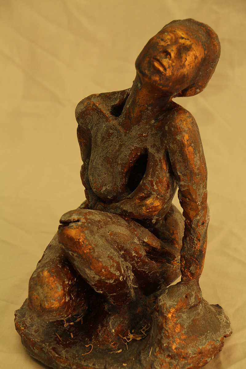 Woman with Hand over Heart- Bronze coated  Hydrocal